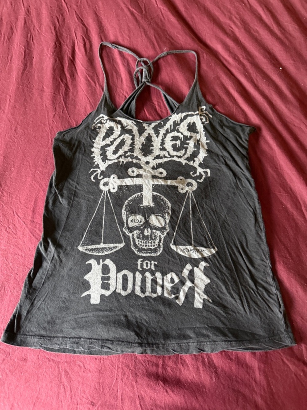 Black Tank Top with White Skull & Scales Graphic brand unknown